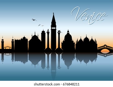Venice skyline - Italy - vector illustration