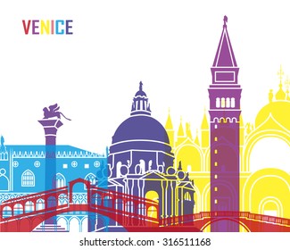 Venice skyline pop in editable vector file