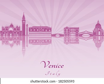 Venice skyline in purple radiant orchid in editable vector file