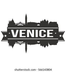 Venice Skyline Stamp Silhouette City Design Vector Landmark seal.