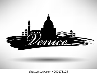 Venice Skyline with Typography Design