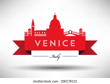 Venice Skyline with Typography Design