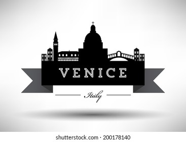 Venice Skyline with Typography Design