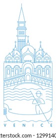 Venice skyline vector illustration and typography design