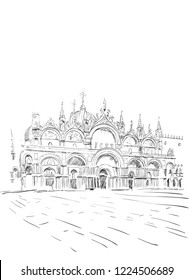 venice square  cathedral vector illustration 