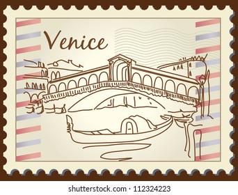 Venice stamp| Editable Illustration