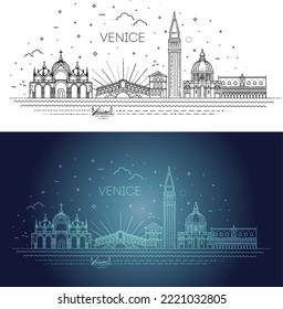 Venice vacation icons set. Vector icons set