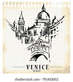 Venice vector illustration made in sketchy style.