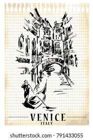 Venice vector illustration made in sketchy style.