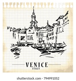 Venice vector illustration made in sketchy style.