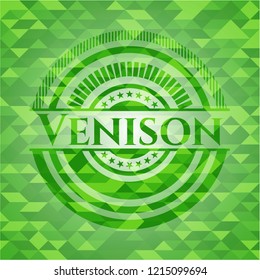 Venison green emblem with triangle mosaic background