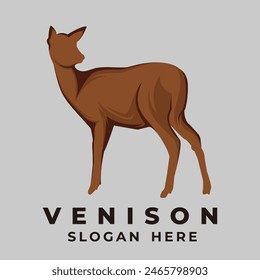 Venison Hornless Deer Vector marrón para el logotipo
