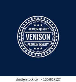 venison premium quality badge. premium quality package label. vintage stamp. designed for butcher shop