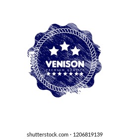 venison premium quality badge. premium quality package label. vintage stamp. designed for butcher shop