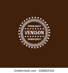 venison premium quality badge. premium quality package label. vintage stamp. designed for butcher shop