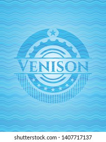 Venison sky blue water emblem background. Vector Illustration. Detailed.