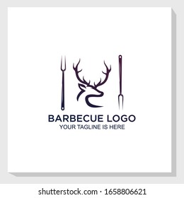 venison vintage logo template, food concept, restaurant,animal logo vector