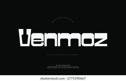 Venmoz bold modern font display with typeface typography sansserif alphabetic alphabet illustration typographic fontname typefacefamily fontfamily logotype headline branding blackbackgrou
