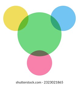 Estilo de color de la plantilla del vector del diagrama de Venn