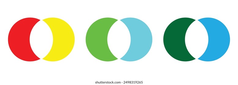 Venn diagram chart vector template two circle color style for presentation, start up project, color modern icon - isolated on white background. Vector illustration. Eps file 4.