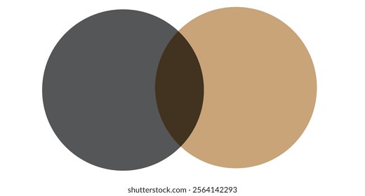 Venn diagram chart vector template two circle color style for presentation, start up project, business strategy, theory basic operation, infographic, logic analysis.