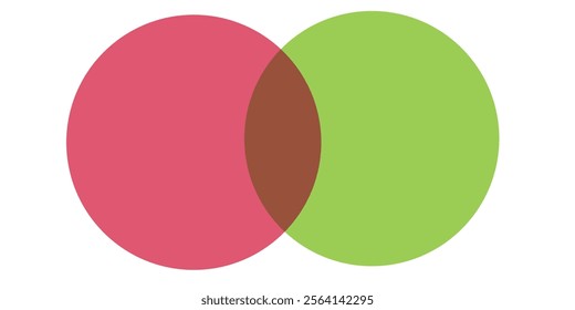 Venn diagram chart vector template two circle color style for presentation, start up project, business strategy, theory basic operation, infographic, logic analysis.