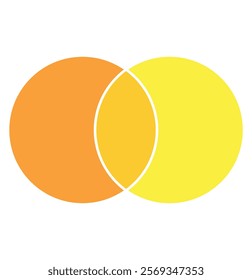 Venn diagram chart vector template two circle color style for presentation, start up project, business strategy, theory basic operation. venn diagram chart vector illustration eps 10.