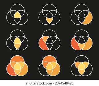 Venn diagram circles chart infographic. Vector design elements for business strategy presentation.