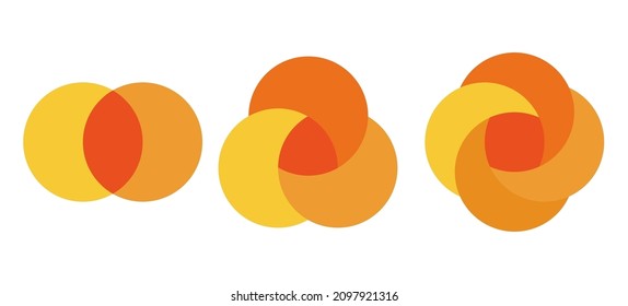 Gráfico gráfico de círculos de diagrama de Venn. Elementos de diseño de vectores para la presentación de la estrategia empresarial.