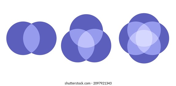 Gráfico gráfico de círculos de diagrama de Venn. Elementos de diseño de vectores para la presentación de la estrategia empresarial.