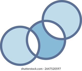Venn Diagram Filled Blue Tone Icon