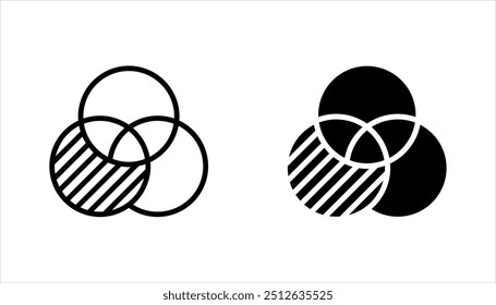 Venn diagram icon set. Venn diagram linear symbol design from Analytics collection. vector illustration on white background.