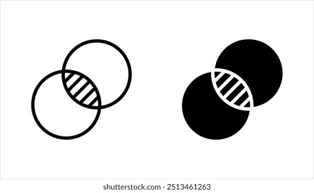 Conjunto de iconos de diagrama de Venn. Diseño de símbolos lineales de diagrama de Venn de la colección Analytics. Ilustración vectorial sobre fondo blanco.