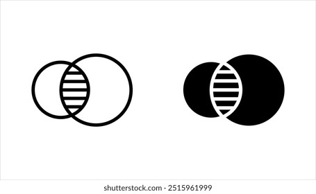 Conjunto de ícones do diagrama Venn. Design de símbolo linear do diagrama Venn da coleção Analytics. ilustração vetorial em fundo branco.