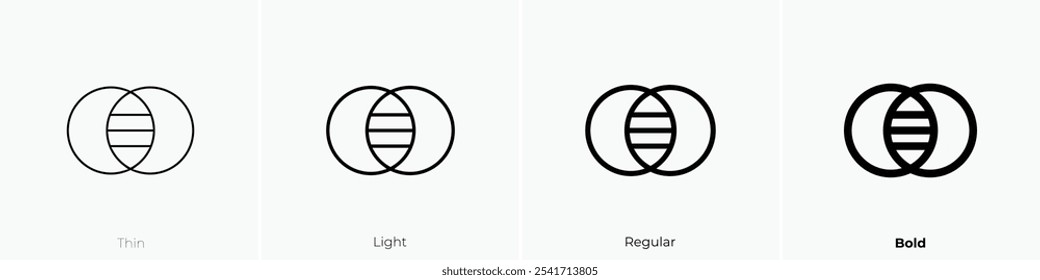 Venendiagramm-Symbol. Dünnes, helles Design im regulären und kühlen Stil, einzeln auf weißem Hintergrund