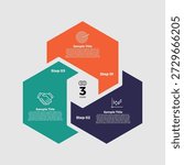 Venn diagram infographic chart template for business 3 parts, options, presentation with venn diagram elements vector editable illustration.	