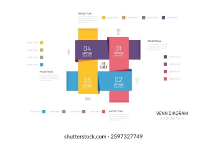 Venn diagram infographic chart template for business start up presentation vector illustration.