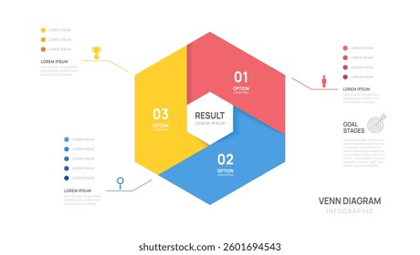 Venn diagram infographic chart template for business start up presentation with venn diagram elements vector illustration.