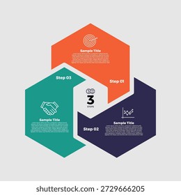 Venn diagram infographic chart template for business 3 parts, options, presentation with venn diagram elements vector editable illustration.	