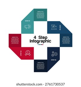 Venn diagram infographic chart template for business 4 step options, presentation with venn diagram elements vector illustration.