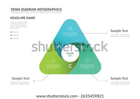 Venn diagram infographic chart template for business 3, 4 parts, options, presentation with venn diagram elements vector illustration.