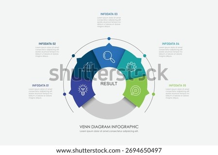Venn diagram infographic chart template for business 3 parts, options, presentation with venn diagram elements vector illustration.