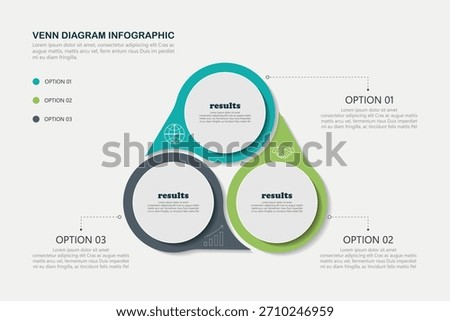 Venn diagram infographic chart template for business 3, 4, parts, options, presentation with venn diagram elements vector illustration.	