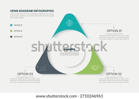 Venn diagram infographic chart template for business 3, 4, parts, options, presentation with venn diagram elements vector illustration.	