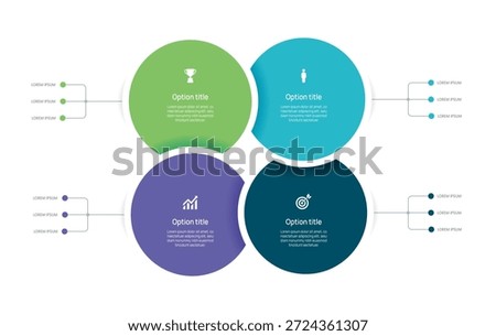 Venn diagram infographic chart template for business 4 options presentation and icon elements, 4 steps business success.