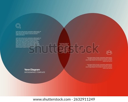 Venn Diagram Infographic Template Full Screen Layout. Editable EPS10 Vector. Minimal Design