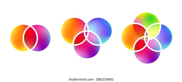 Venn diagram infographic template . Two , three and four circles .