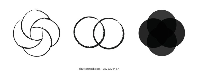 Venn diagram infographic template . Two , three and four circles . Venn diagram vector.