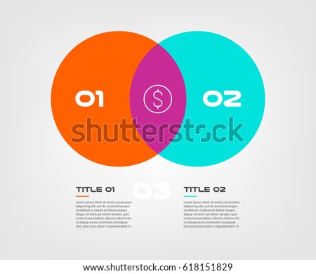 Venn Diagram Infographics Two Circle Design Stock Vector Royalty