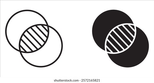 Venn Diagram line icon set. linear style sign for mobile concept and web design. Venn diagram infographic outline vector icon. Symbol, logo illustration. Vector graphics